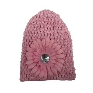 Infant Baby Girls' Crochet 3D Flower Floral Pink Winter Hat Beanie
